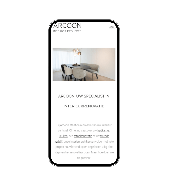 Arcoon website op mobiel Arcoon website op mobiel