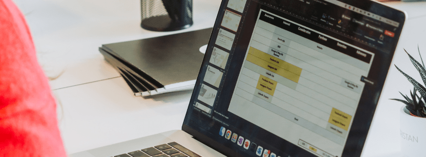 Een digitale marketeer werkt een marketing funnel uit in functie van performance marketing. 
